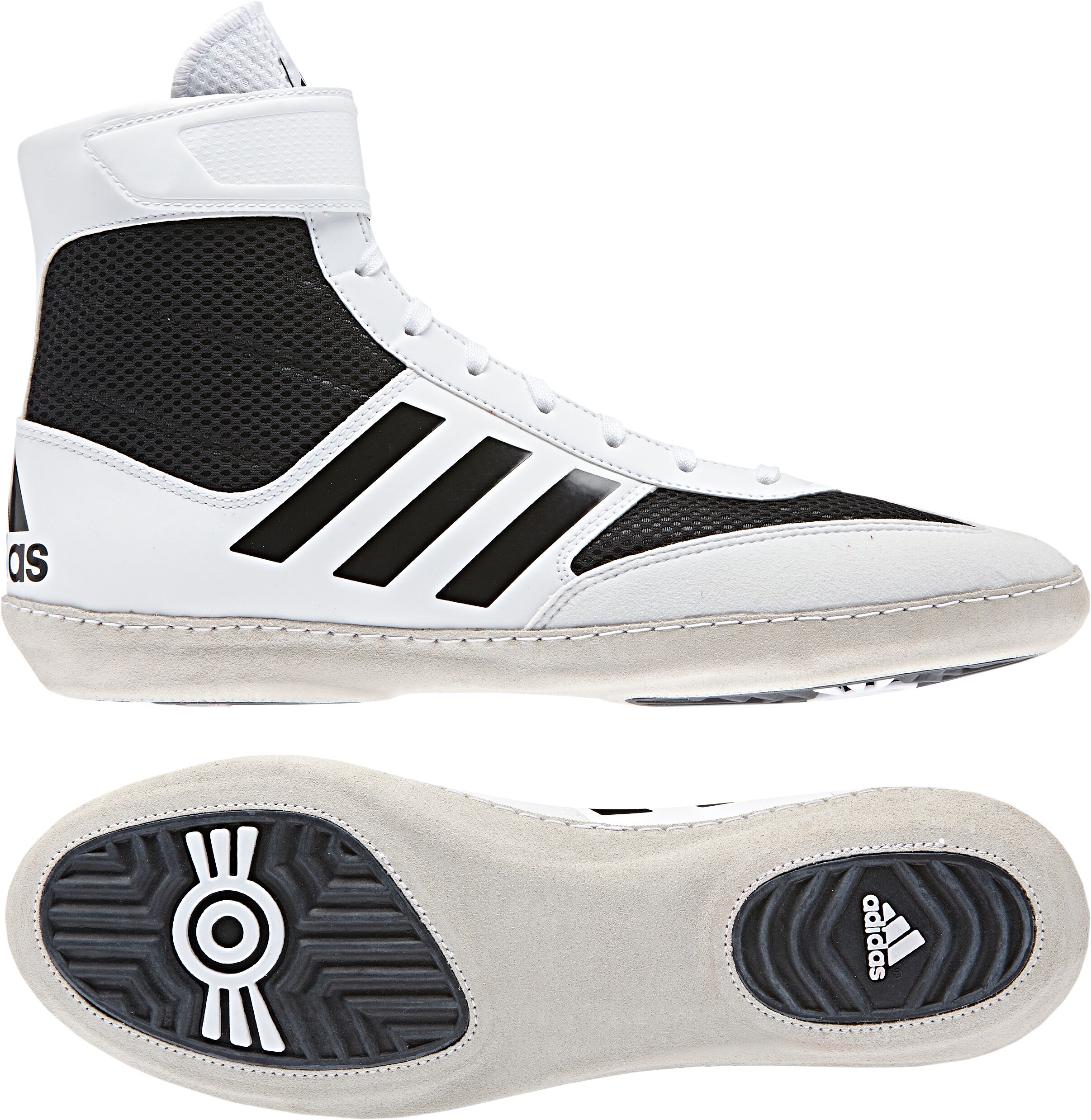 Adidas Combat Speed 5 Wrestling Shoes, color: White/Black - Click Image to Close