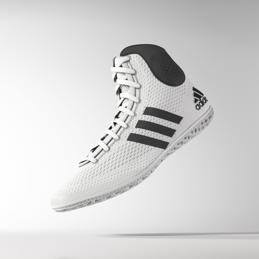 adidas Tech Fall Wrestling Shoes, color: White/Black - Click Image to Close