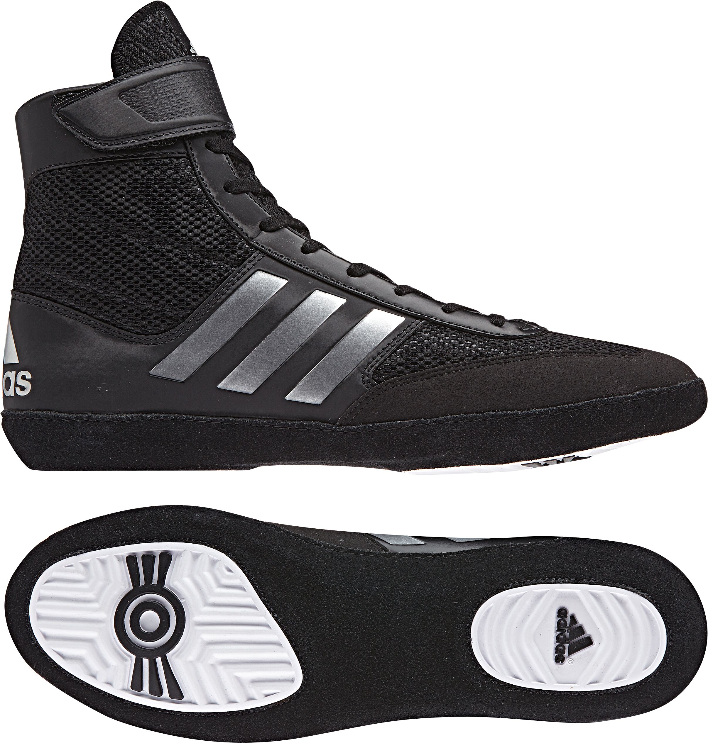 Adidas Combat Speed 5 Wrestling Shoes, color: Black/Silver/Black - Click Image to Close
