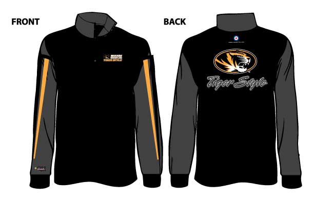 WC MWTS Quarter Zip L/S Pullover, color: Black/Grey/Gold - Click Image to Close