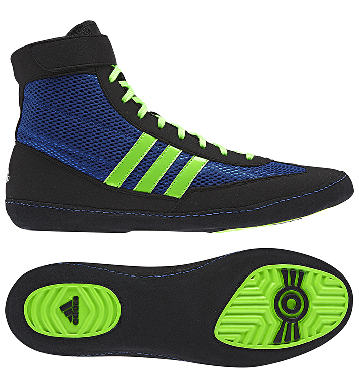 Adidas Combat Speed 4 Wrestling Shoes, color: Blue/Lime/Black
