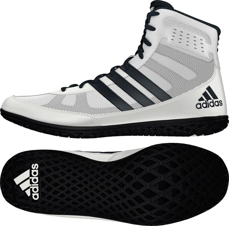 adidas Mat Wizard Wrestling shoe, color: White/Black - Click Image to Close