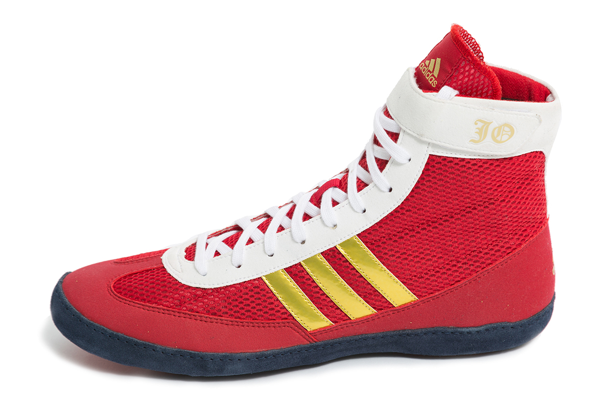 red and white adidas wrestling shoes