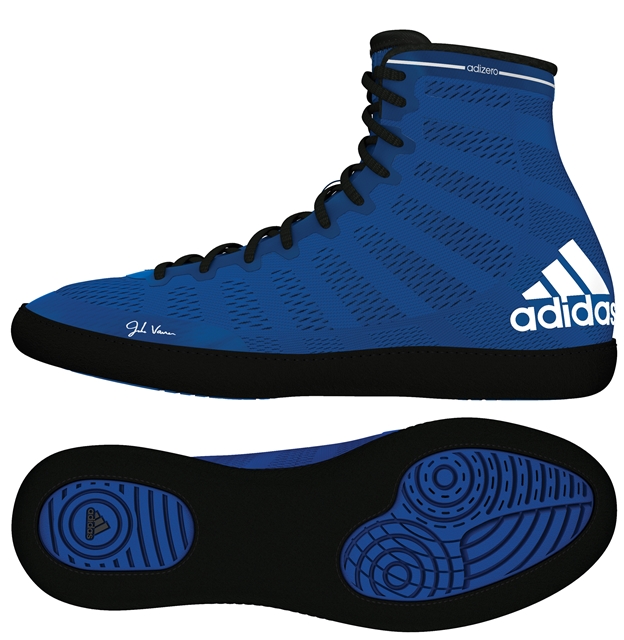 black and blue wrestling shoes