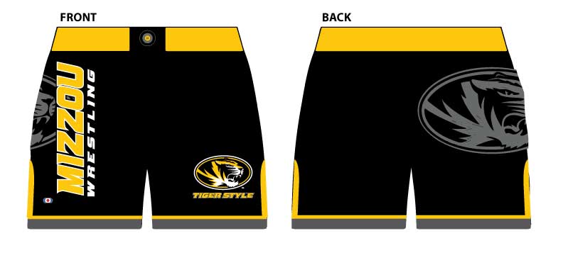 Mizzou Wrestling MMA Style Shorts, color: Black/Gold/Grey